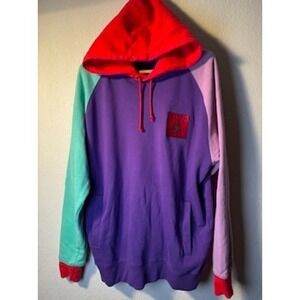 Teddy Fresh Color Block Hoodie Sweatshirt Purple Red Pink Green Mens